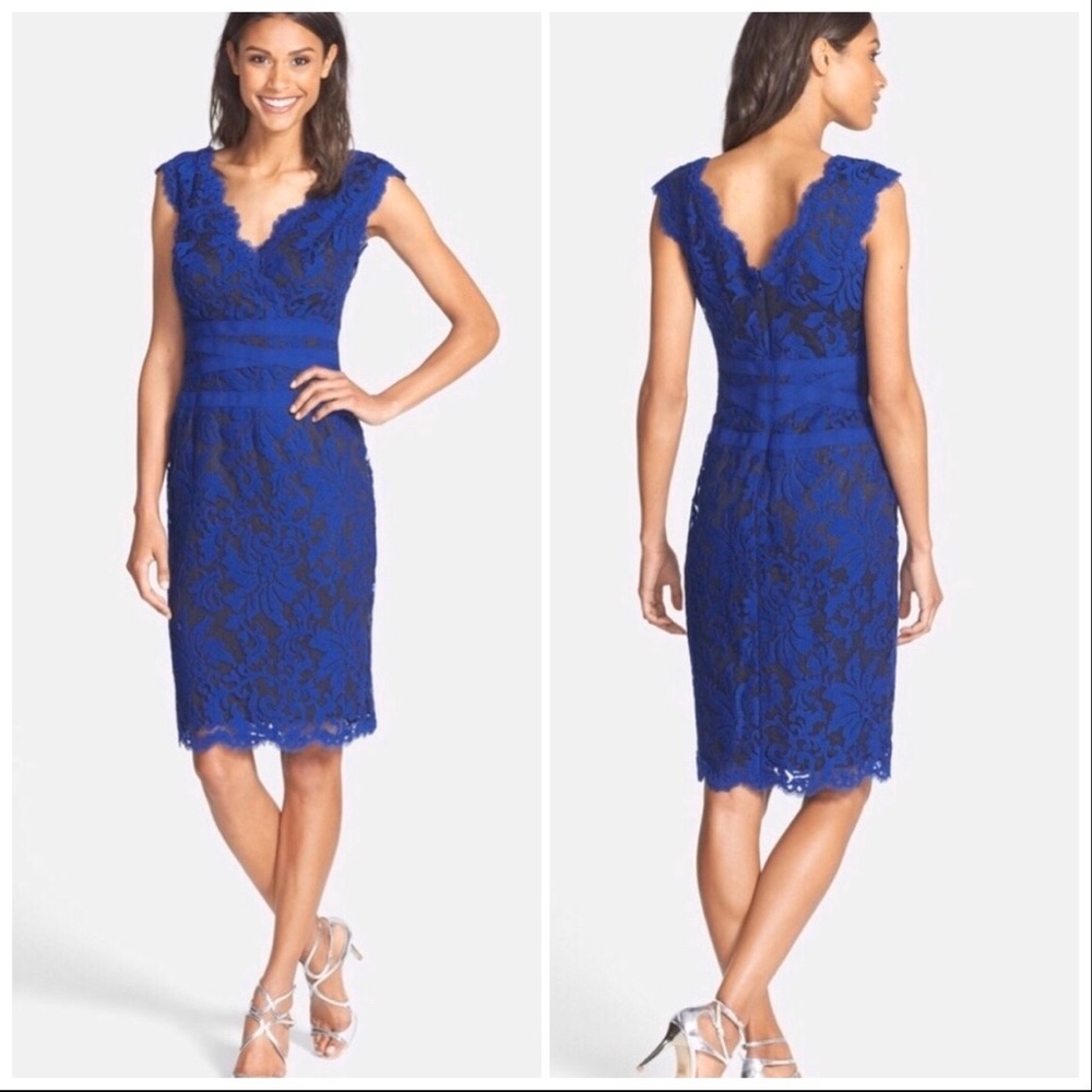 Tadashi Shoji Embroidered Lace V-Neck Sheath Dress